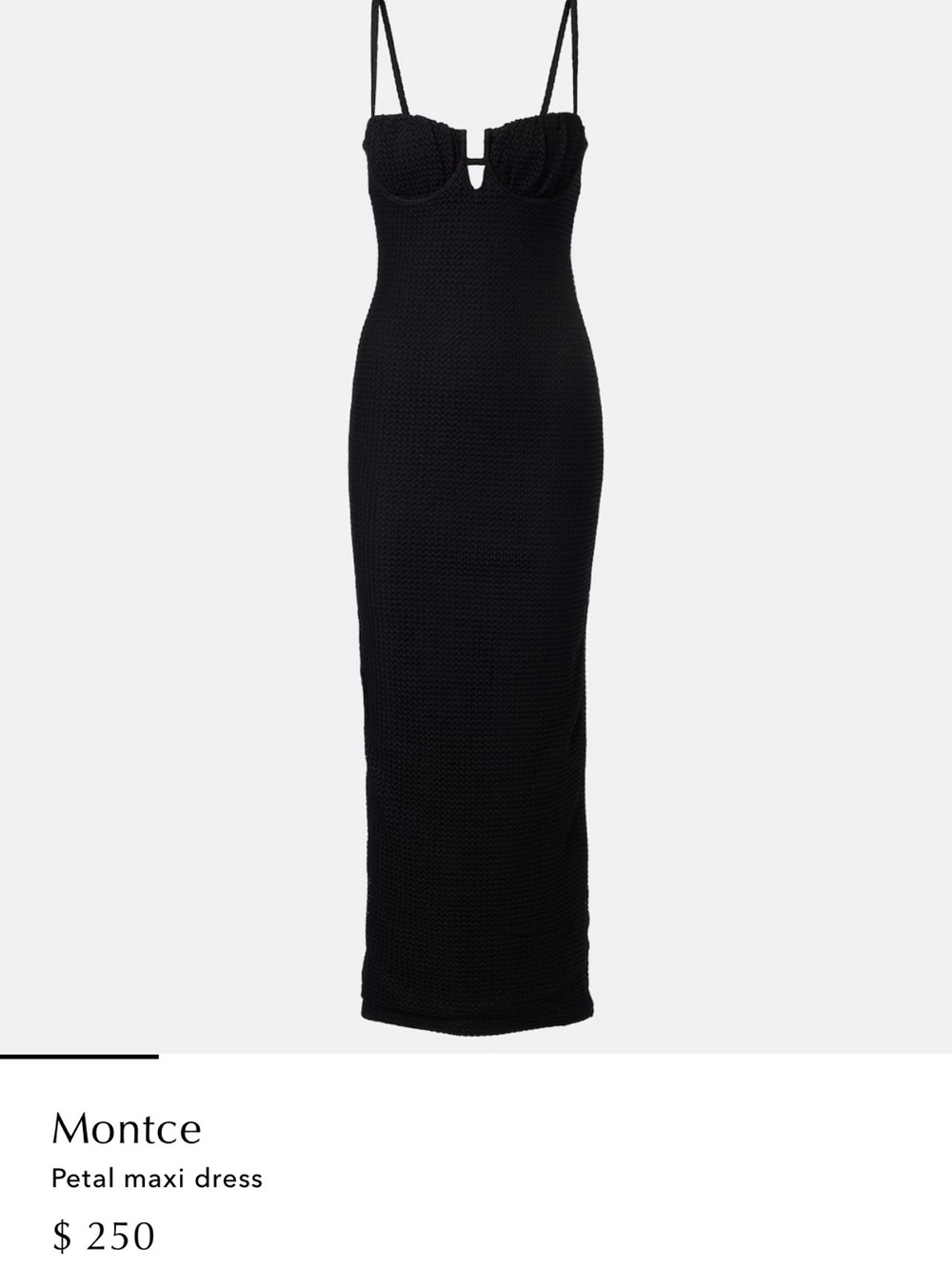 Montce Sculpted Bust Black Maxi Dress